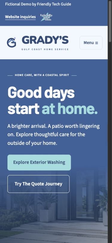 Grady’s demo website on phone